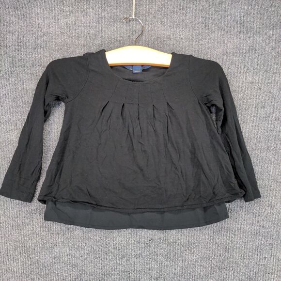 Polo Ralph Lauren Girls Pleated Top Toddler Black 4/4T Long Sleeve Overlay Hem - Picture 2 of 12
